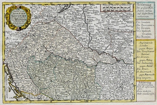 SCHREIBER,  JOHANN GEORG: MAP OF CROATIA, SLAVONIA AND MUCH OF BOSNIA